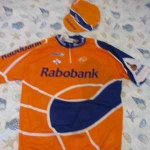 Rabobank Agu UCI Pro Tour Bike Gear Italy Cycling Jersey & Hat Size L NWT NIP